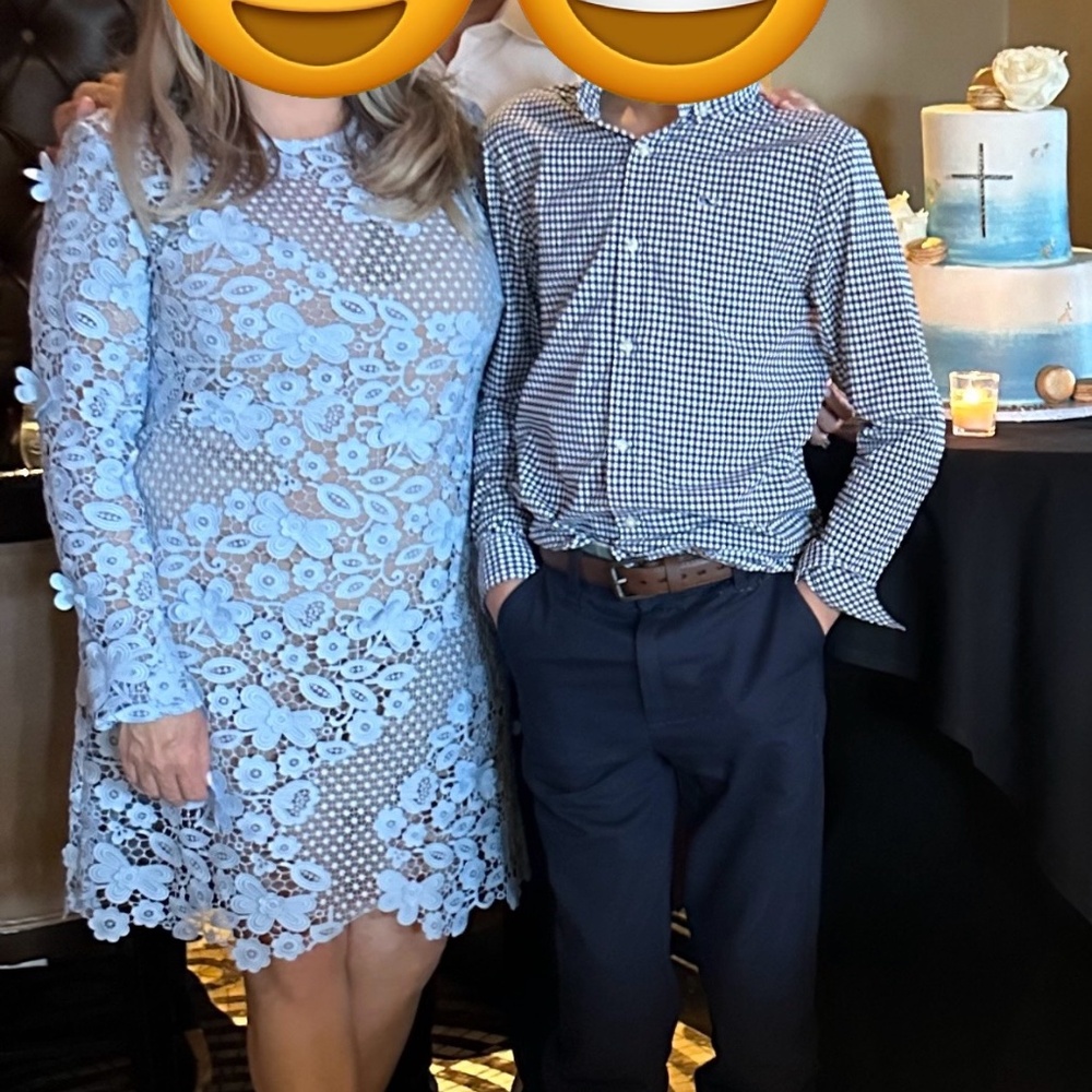 SELF-PORTRAIT Blue 3D Floral Guipure Lace Mini